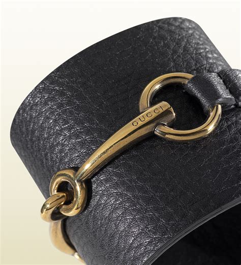 black leather stud bracelet gucci|Gucci leather cuff bracelet.